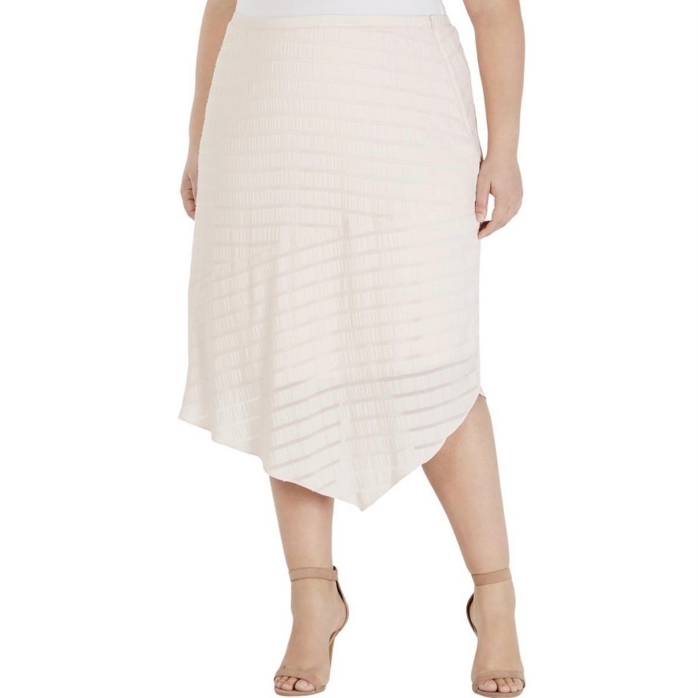 New Alfani Plus Textured Asymmetric Midi Skirt - Picture 1 of 2